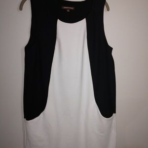 Black and White sleeveless shift dress